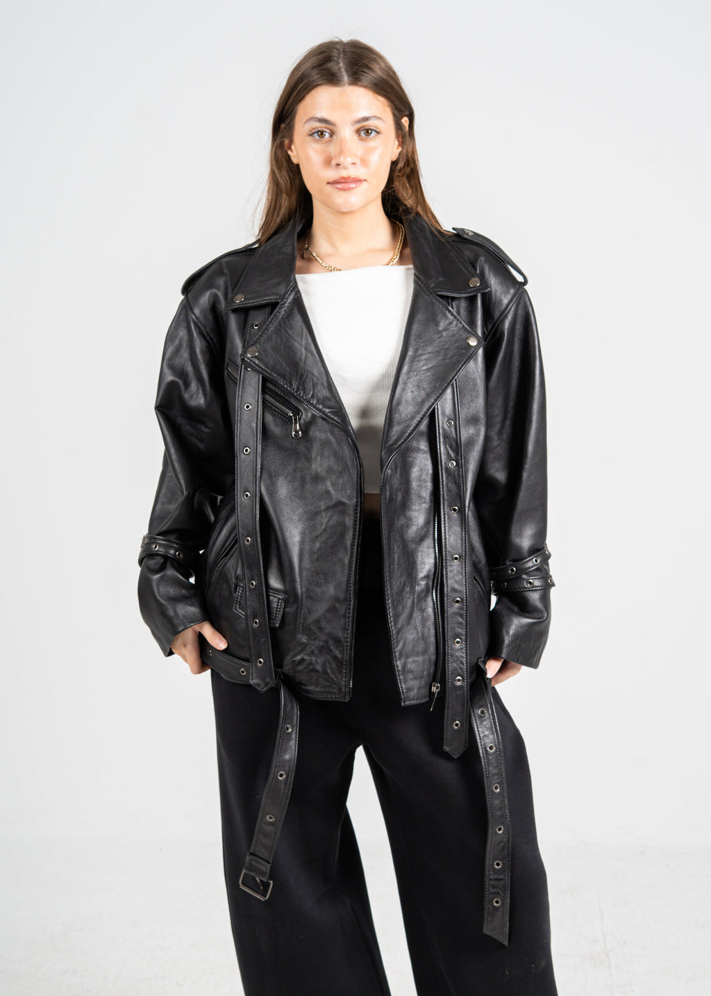 BELTED GENUINE LEATHER JACKET