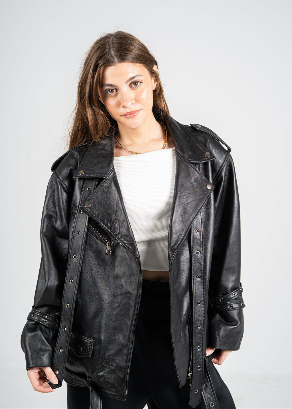 BELTED GENUINE LEATHER JACKET